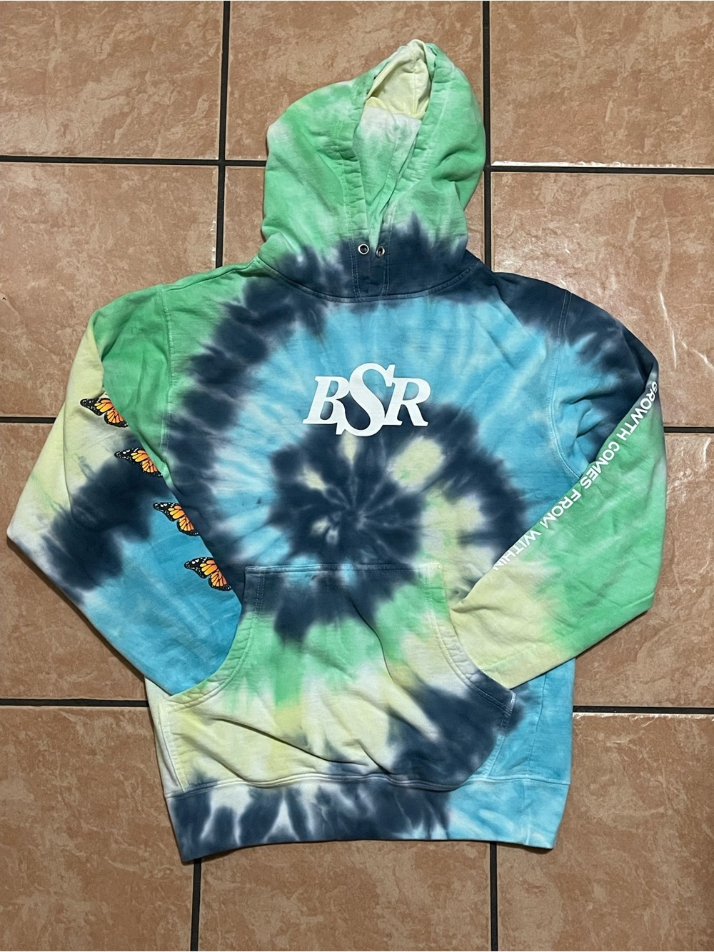 Send offer to me Tie-Dye Hoodie with Logo - Blue & Green